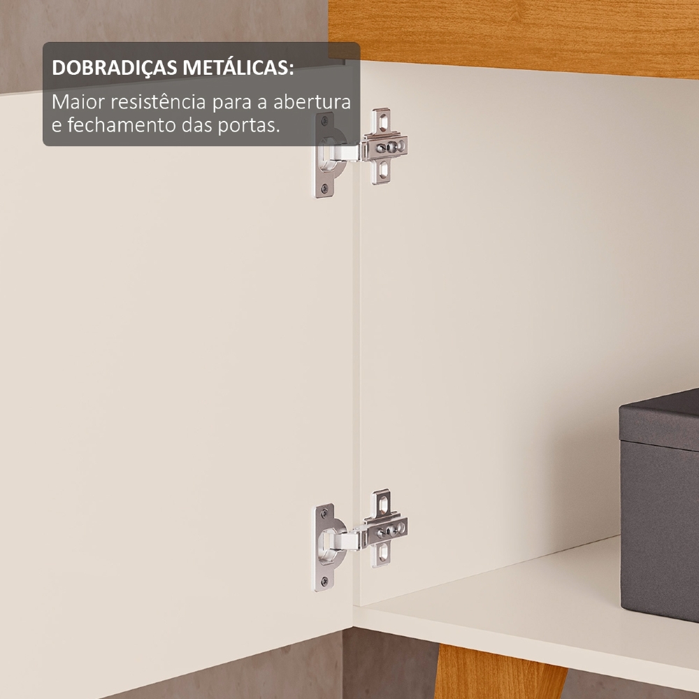 Rack TV 43 Pol 108cm 1 Porta Pés Retrô Ravena Cinamomo/Off Z10 - Mpozenato