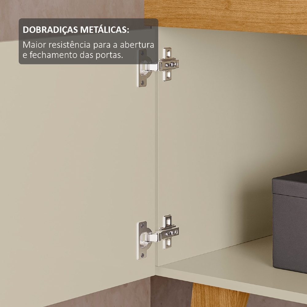 Rack TV 43 Pol 108cm 1 Porta Pés Retrô Ravena Cumaru/Opala Z10 - Mpozenato