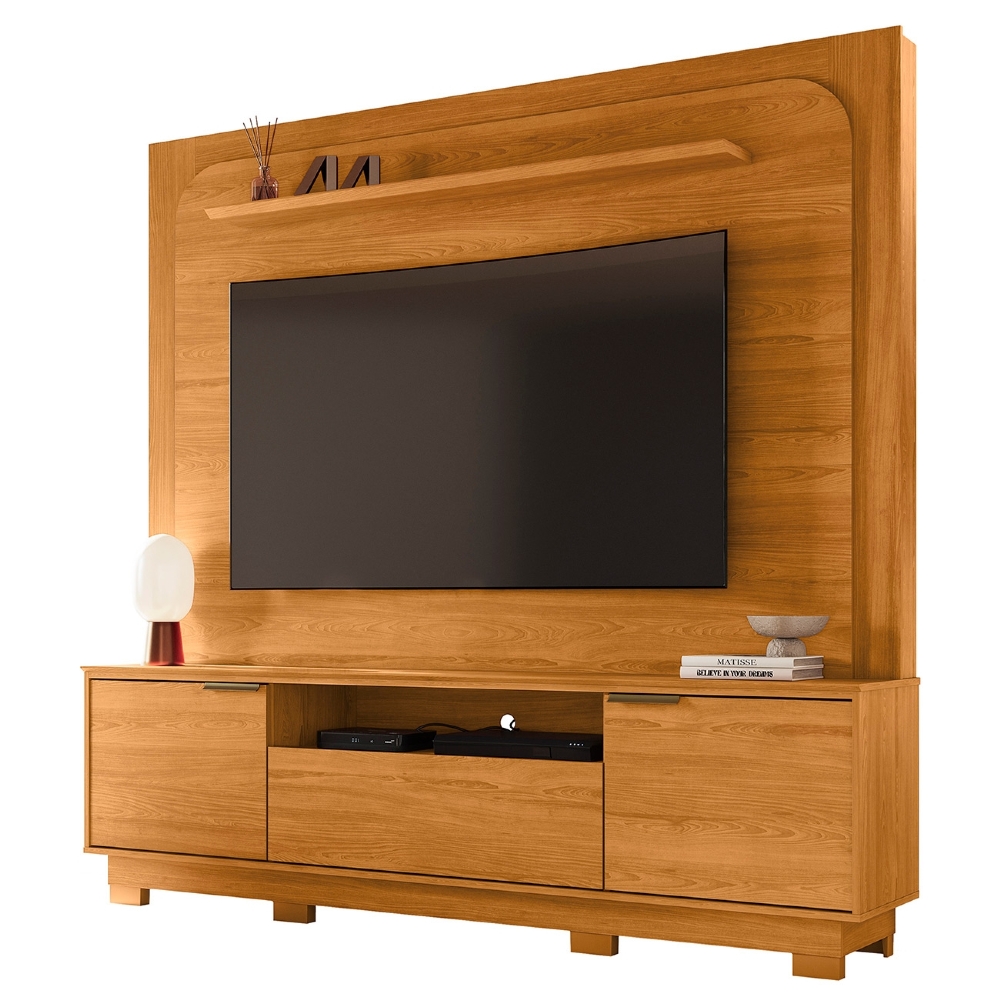 Estante Painel TV 75 Pol 200cm Com Pés Oscar Cinamomo Z10 - Mpozenato
