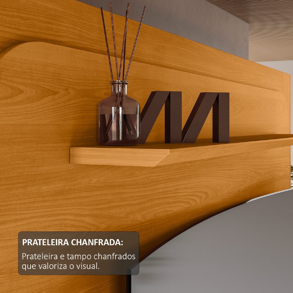 Estante Painel TV 75 Pol 200cm Com Pés Oscar Cinamomo Z10 - Mpozenato