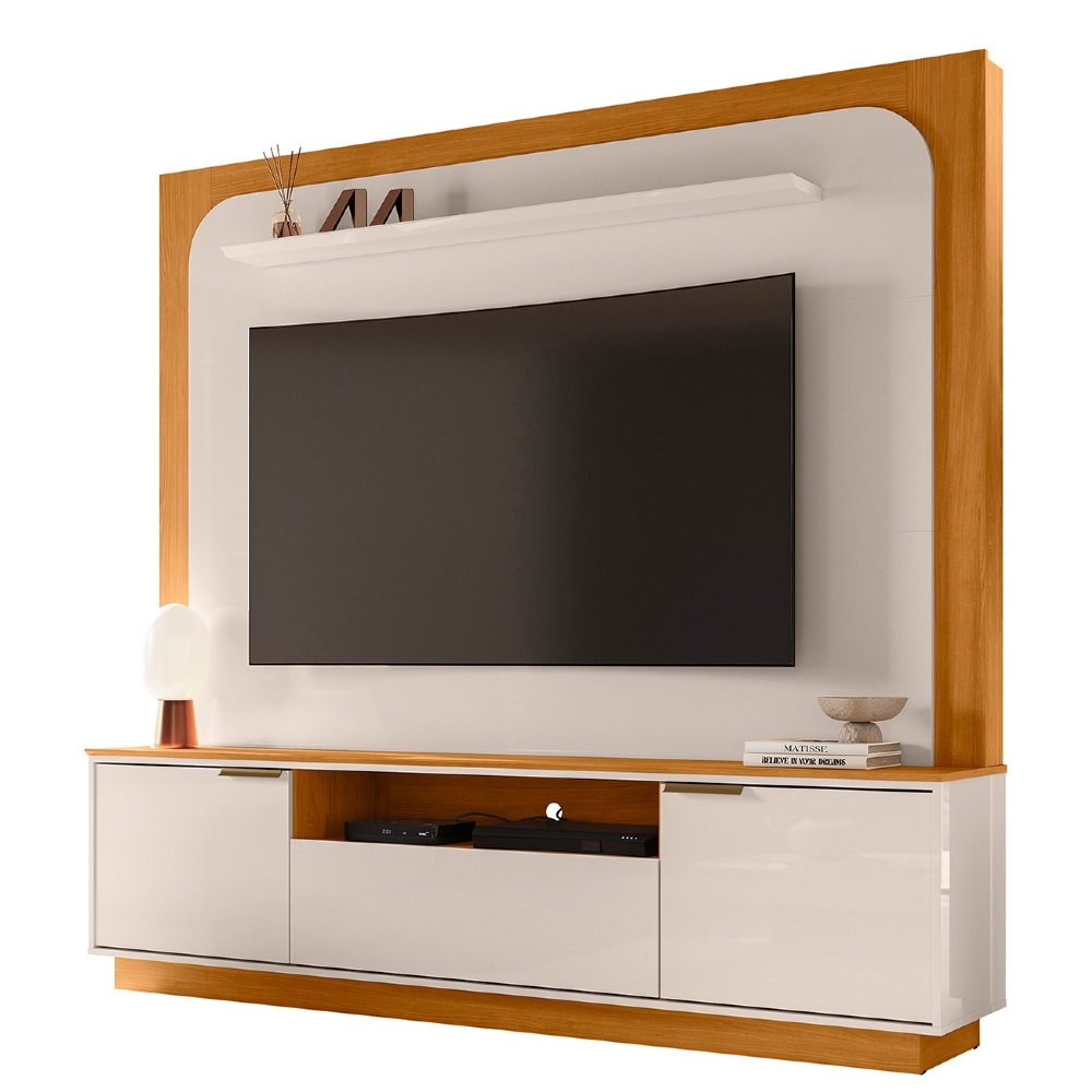 Estante Painel TV 75 Pol 200cm Oscar Cinamomo/Off Z10 - Mpozenato