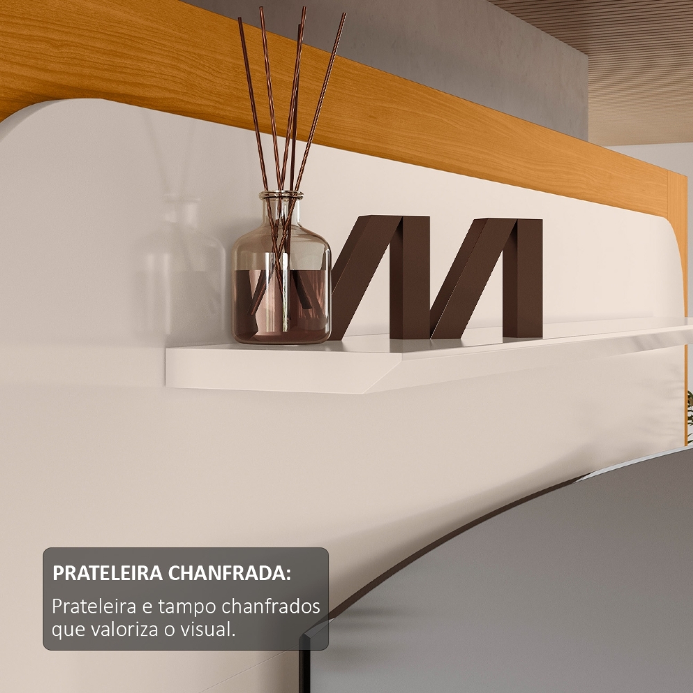 Estante Painel TV 75 Pol 200cm Com Rodízios Oscar Cinamomo/Off Z10 - Mpozenato