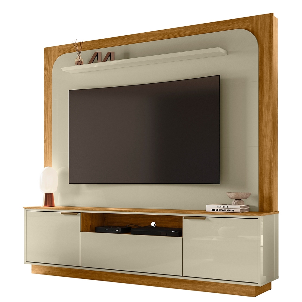 Estante Painel TV 75 Pol 200cm Oscar Cumaru/Opala Z10 - Mpozenato