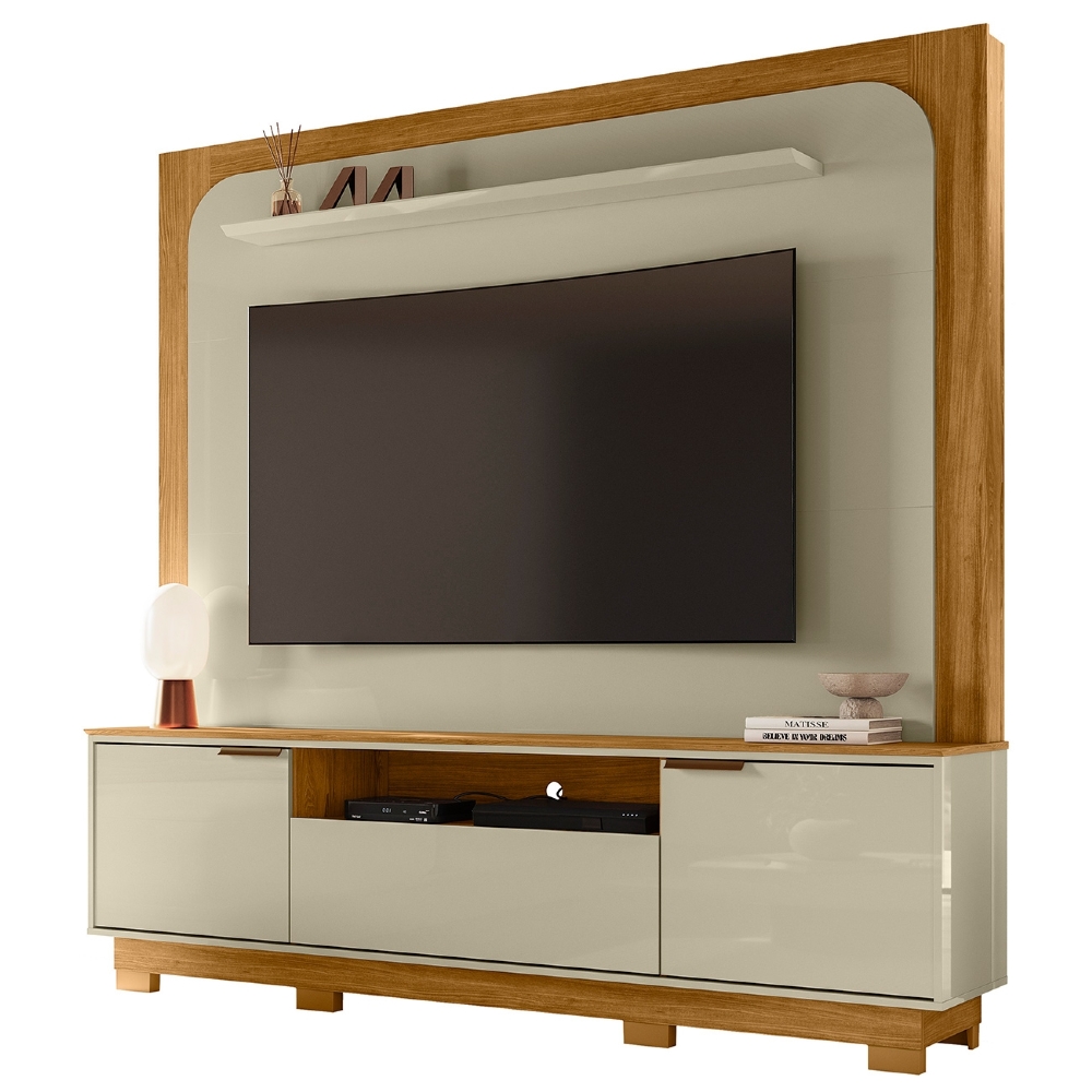 Estante Painel TV 75 Pol 200cm Com Pés Oscar Cumaru/Opala Z10 - Mpozenato