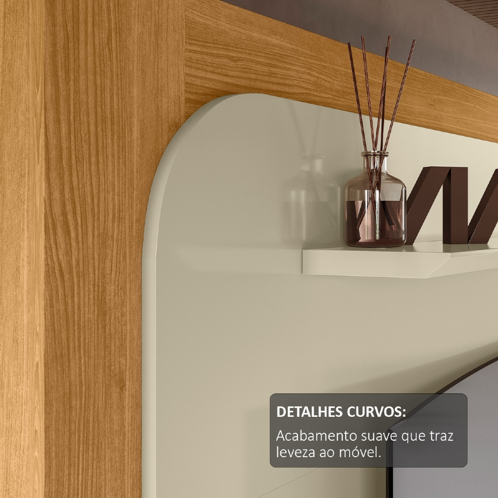 Estante Painel TV 75 Pol 200cm Com Pés Oscar Cumaru/Opala Z10 - Mpozenato