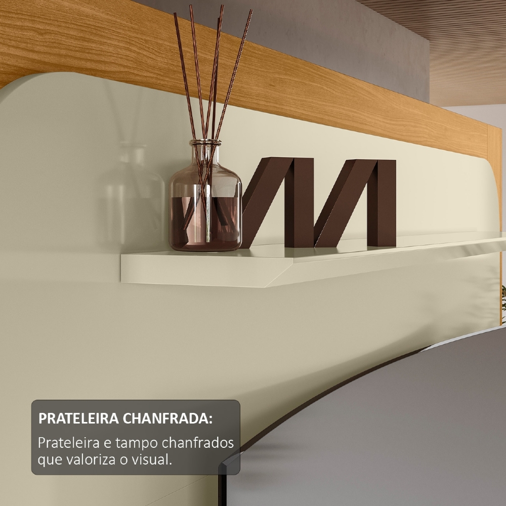 Estante Painel TV 75 Pol 200cm Com Rodízios Oscar Cumaru/Opala Z10 - Mpozenato