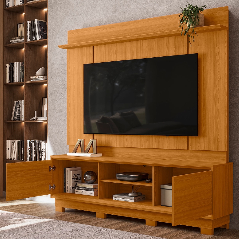 Estante Painel TV 75 Pol 184cm Com Pés Dara Cinamomo Z10 - Mpozenato