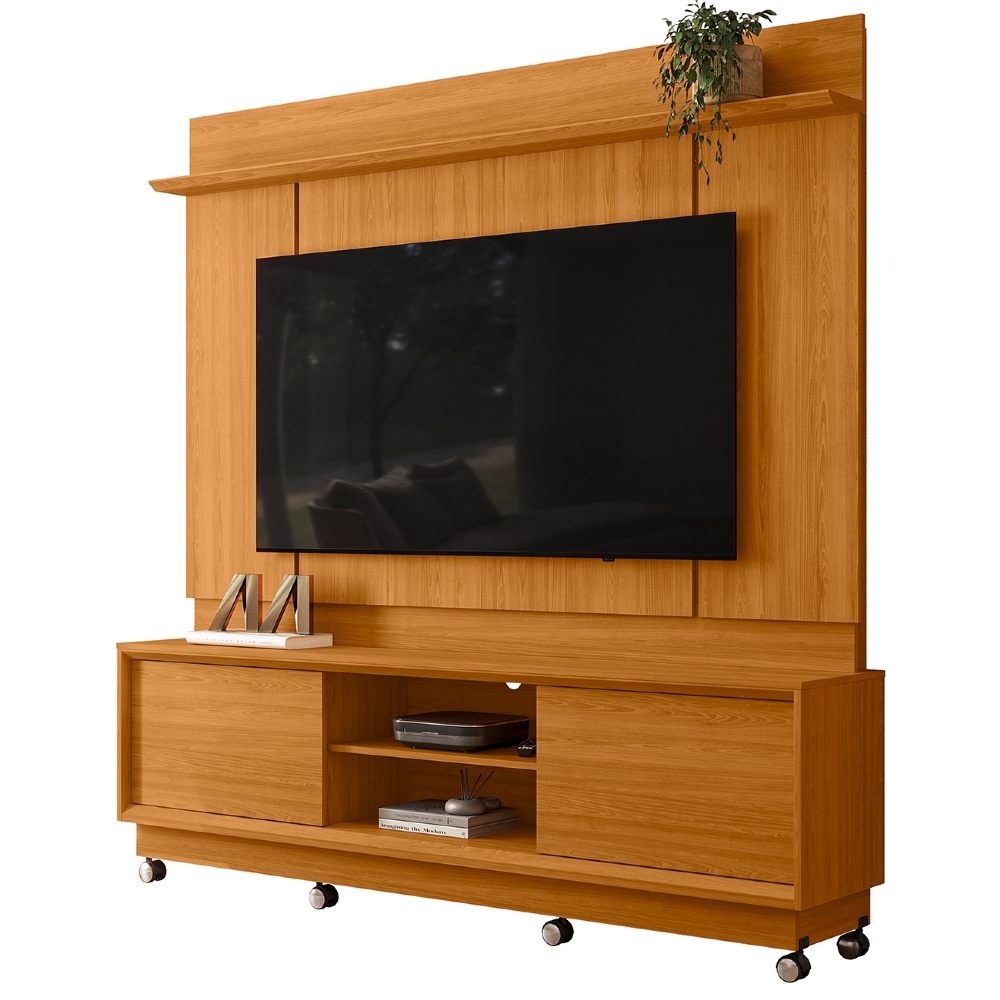 Estante Painel TV 75 Pol 184cm Com Rodízios Dara Cinamomo Z10 - Mpozenato