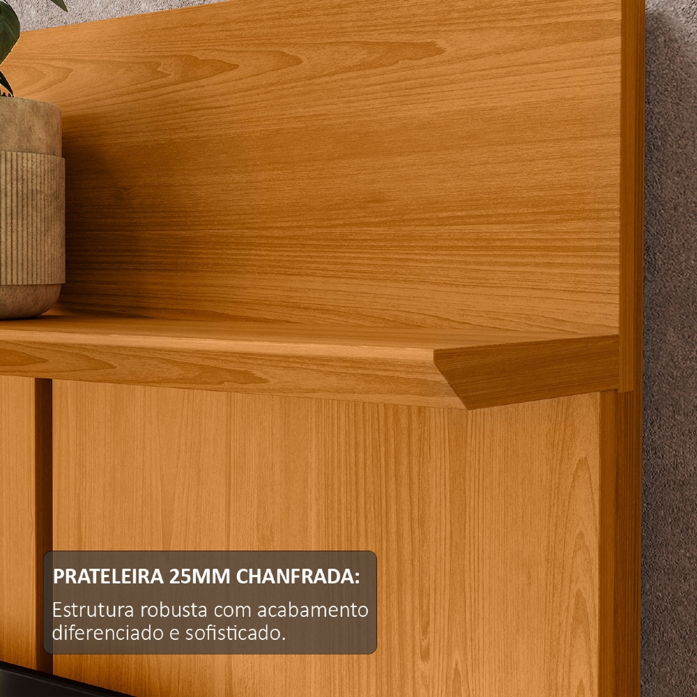 Estante Painel TV 75 Pol 184cm Com Rodízios Dara Cinamomo Z10 - Mpozenato