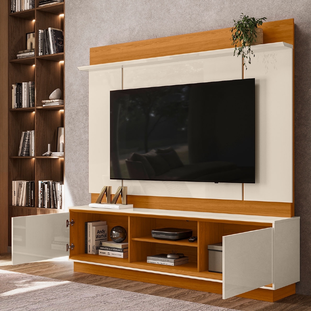 Estante Painel TV 75 Pol 184cm Dara Cinamomo/Off Z10 - Mpozenato