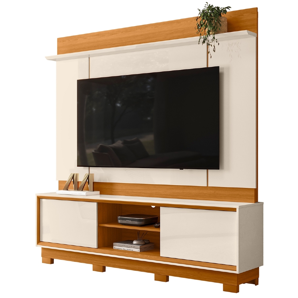Estante Painel TV 75 Pol 184cm Com Pés Dara Cinamomo/Off Z10 - Mpozenato