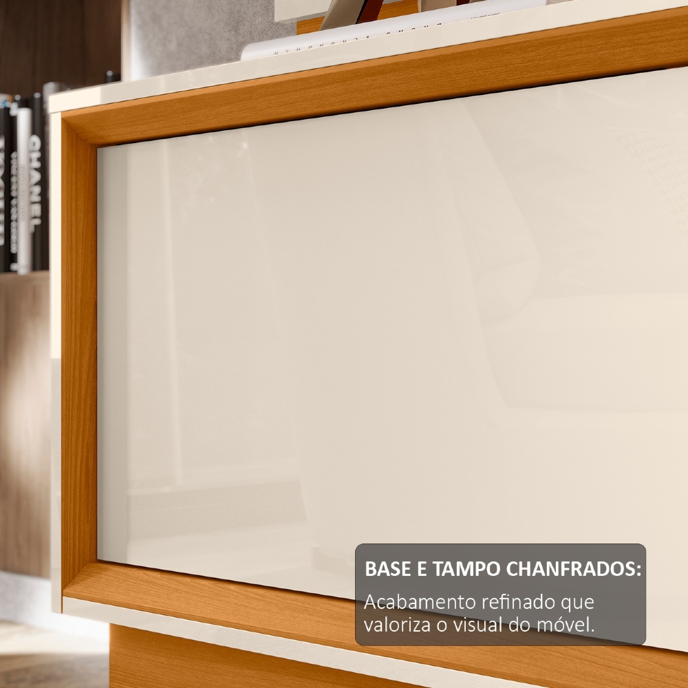 Estante Painel TV 75 Pol 184cm Com Rodízios Dara Cinamomo/Off Z10 - Mpozenato
