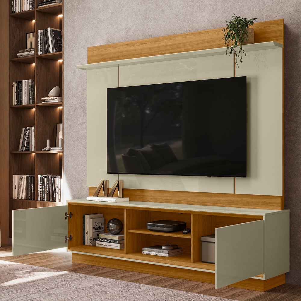 Estante Painel TV 75 Pol 184cm Dara Cumaru/Opala Z10 - Mpozenato