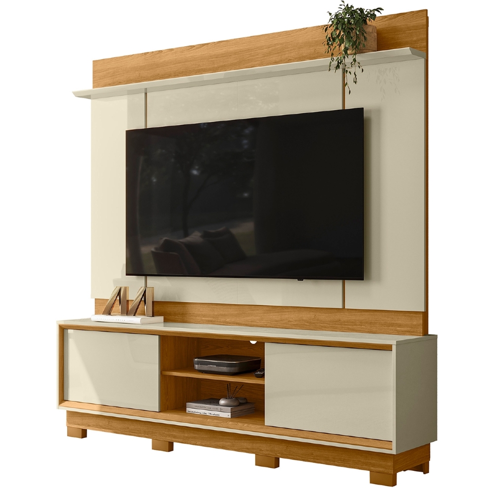 Estante Painel TV 75 Pol 184cm Com Pés Dara Cumaru/Opala Z10 - Mpozenato