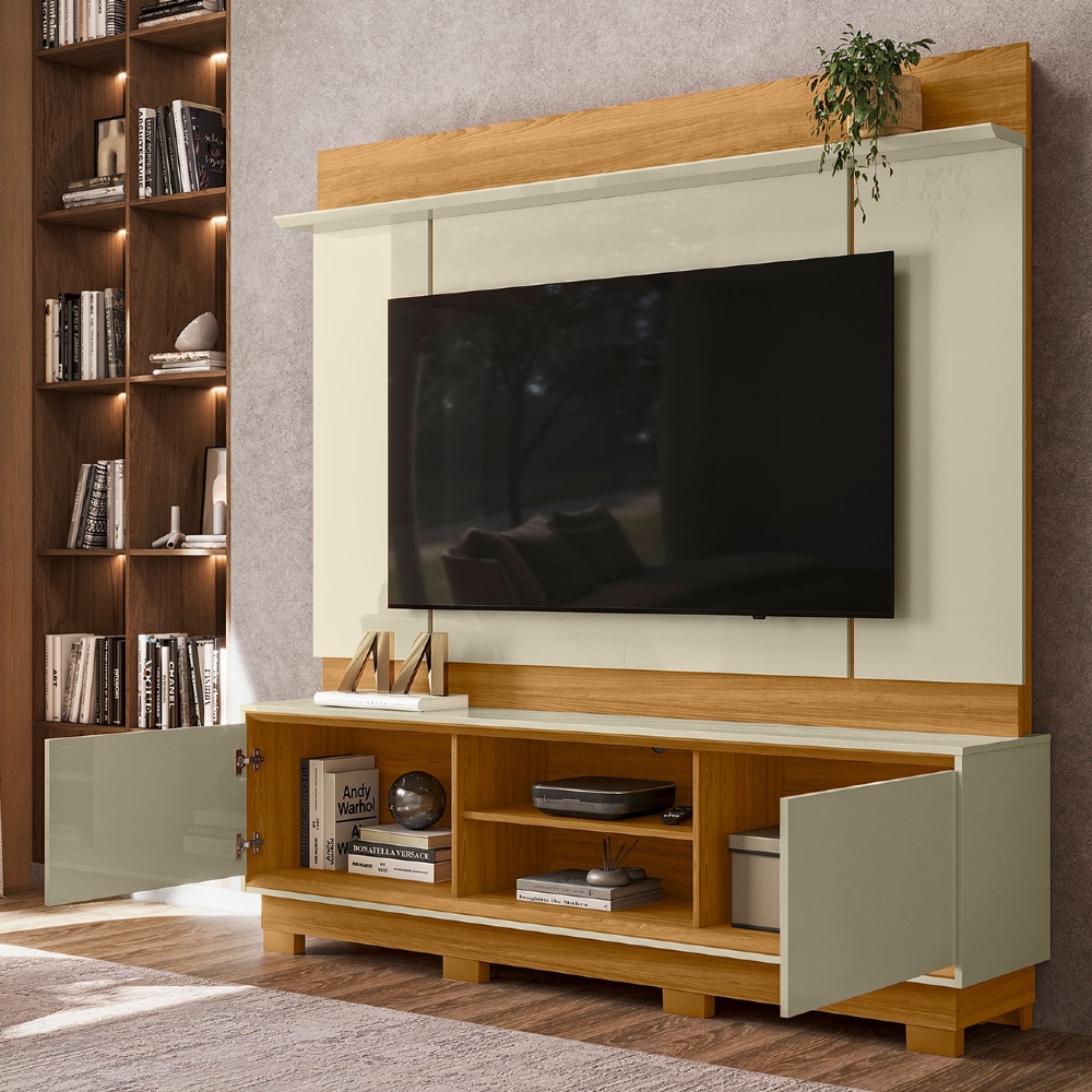 Estante Painel TV 75 Pol 184cm Com Pés Dara Cumaru/Opala Z10 - Mpozenato
