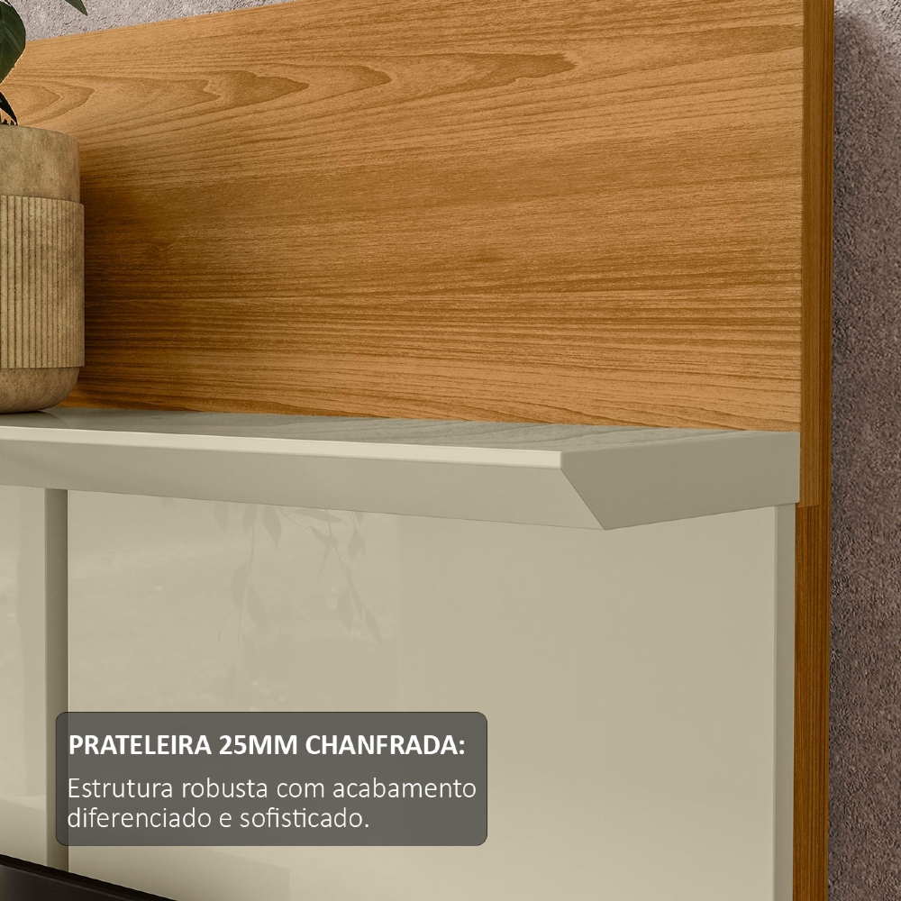 Estante Painel TV 75 Pol 184cm Com Rodízios Dara Cumaru/Opala Z10 - Mpozenato