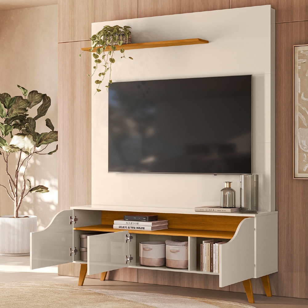 Estante Painel TV 75 Pol 136cm Bento Cinamomo/Off Z10 - Mpozenato