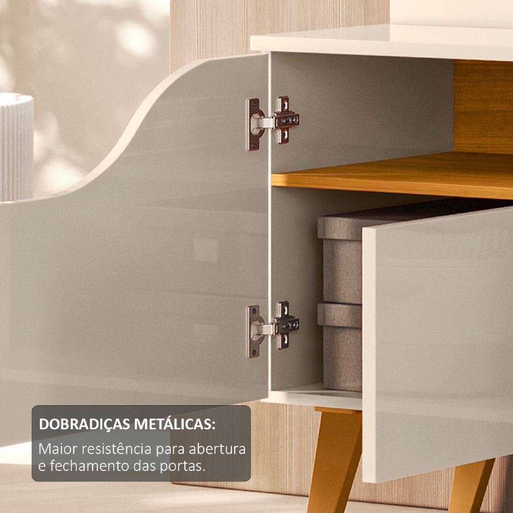 Estante Painel TV 75 Pol 136cm Bento Cinamomo/Off Z10 - Mpozenato