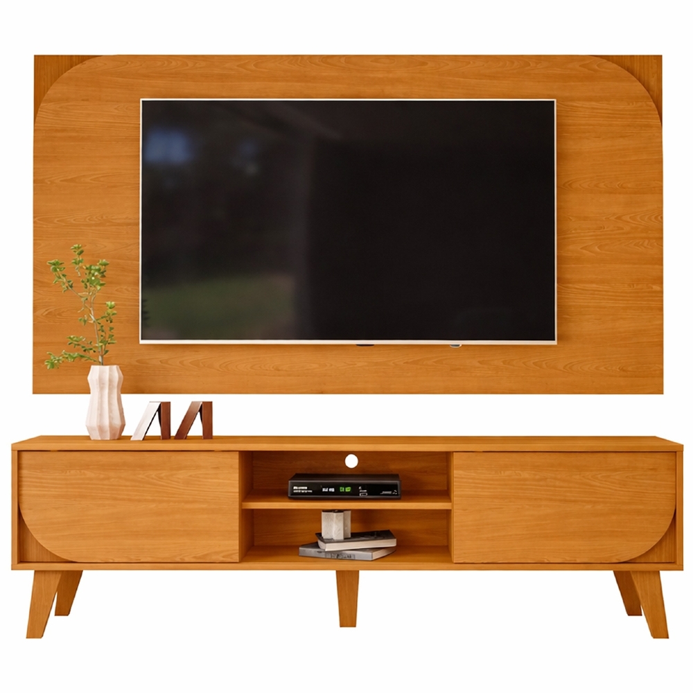 Painel TV 75 Pol 182cm e Rack Sala Retrô Aran Cinamomo Z10 - Mpozenato