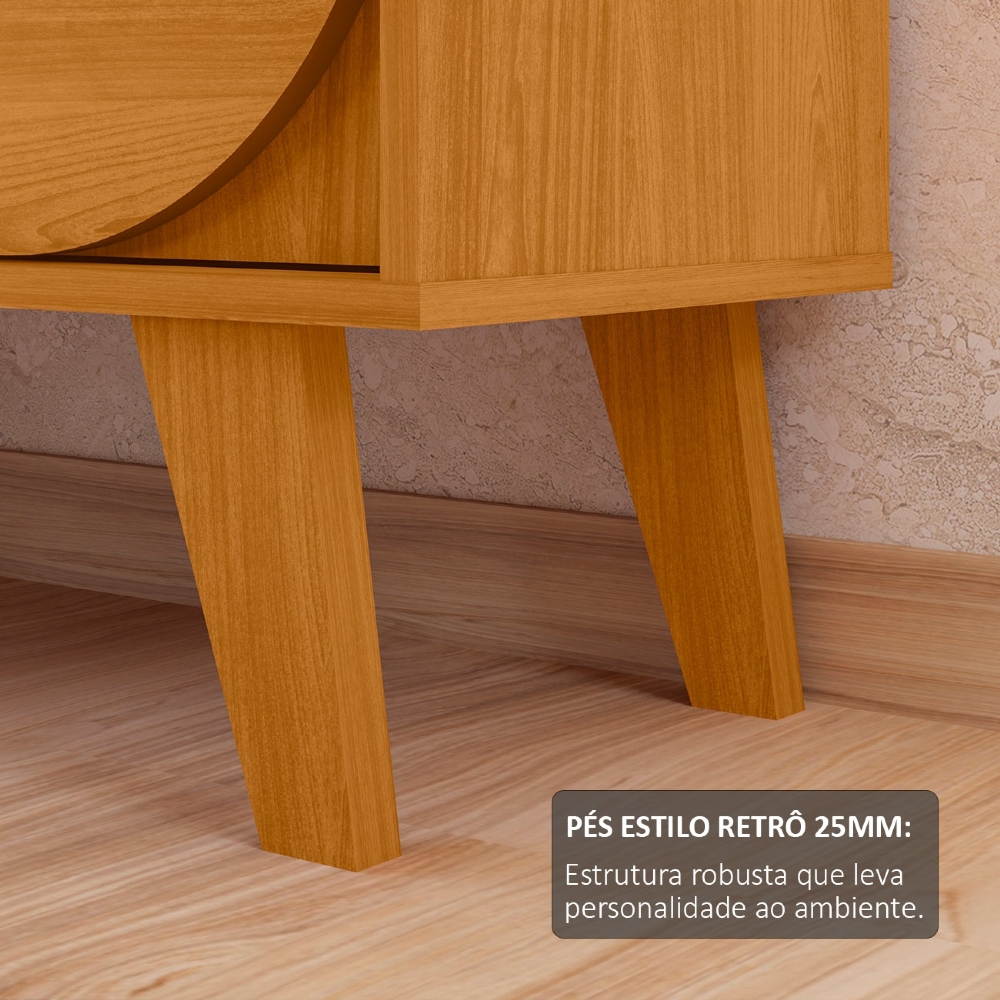 Painel TV 75 Pol 182cm e Rack Sala Retrô Aran Cinamomo Z10 - Mpozenato