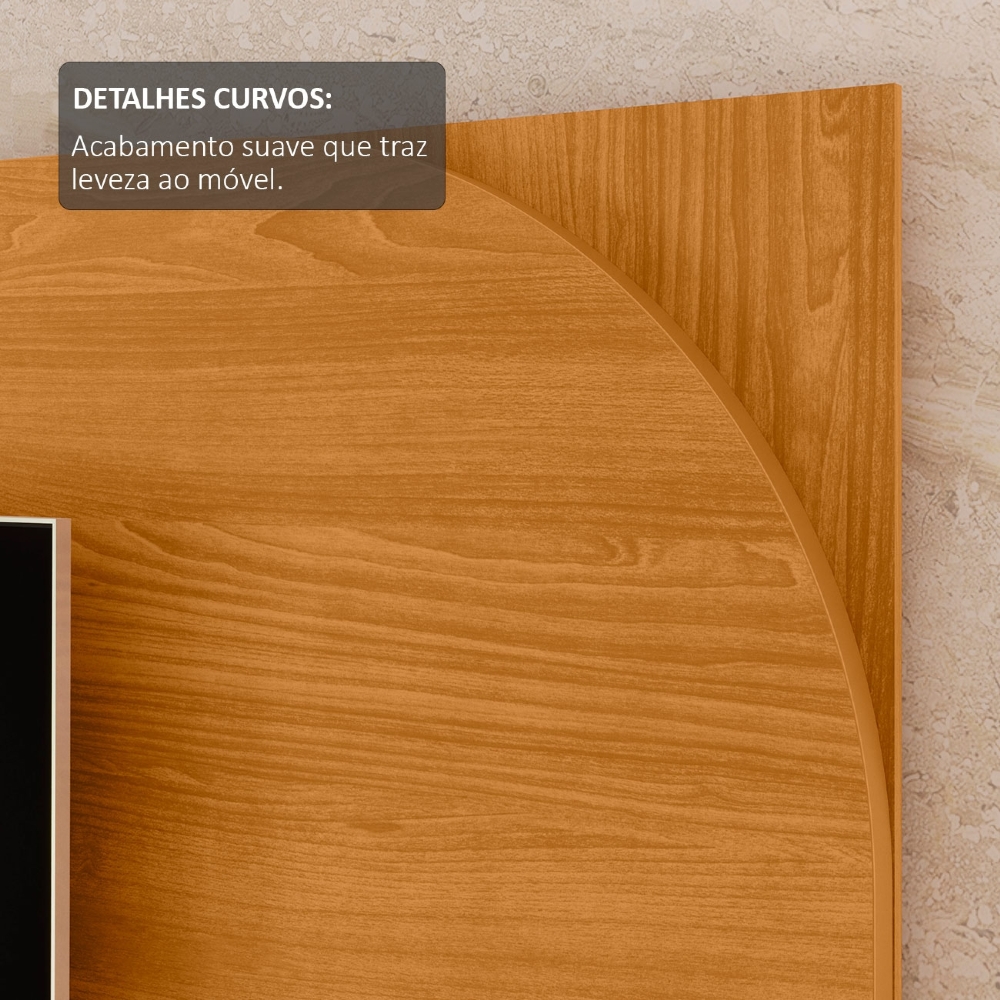 Painel TV 75 Pol 182cm e Rack Sala Retrô Aran Cinamomo Z10 - Mpozenato