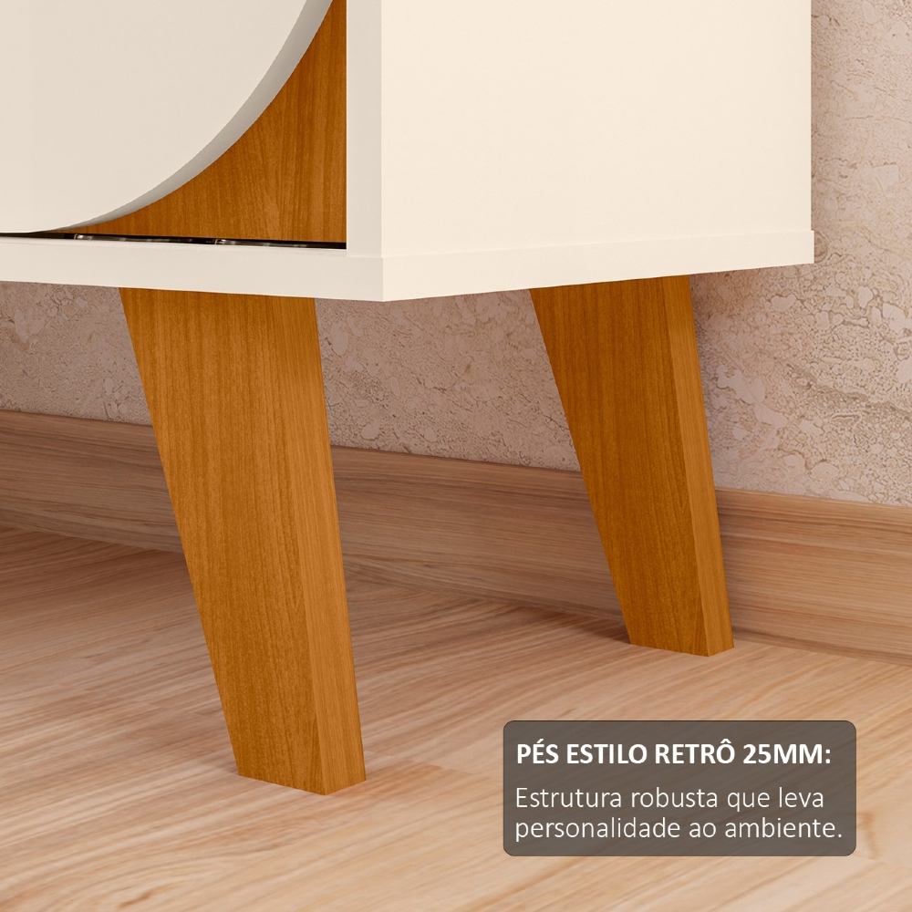 Painel TV 75 Pol 182cm e Rack Sala Retrô Aran Cinamomo/Off Z10 - Mpozenato