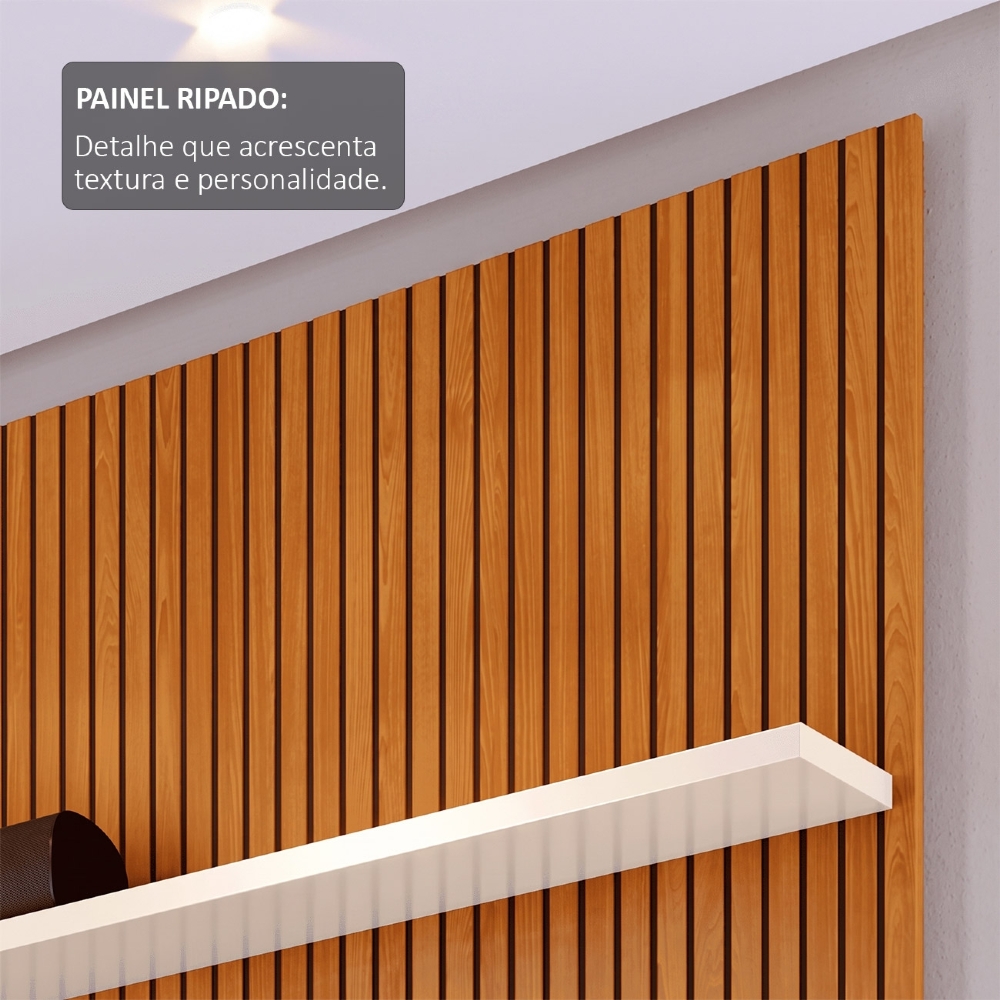 Painel TV 75 Pol 238cm André e Rack Sala Sammy Cinamomo/Off Z10 - Mpozenato
