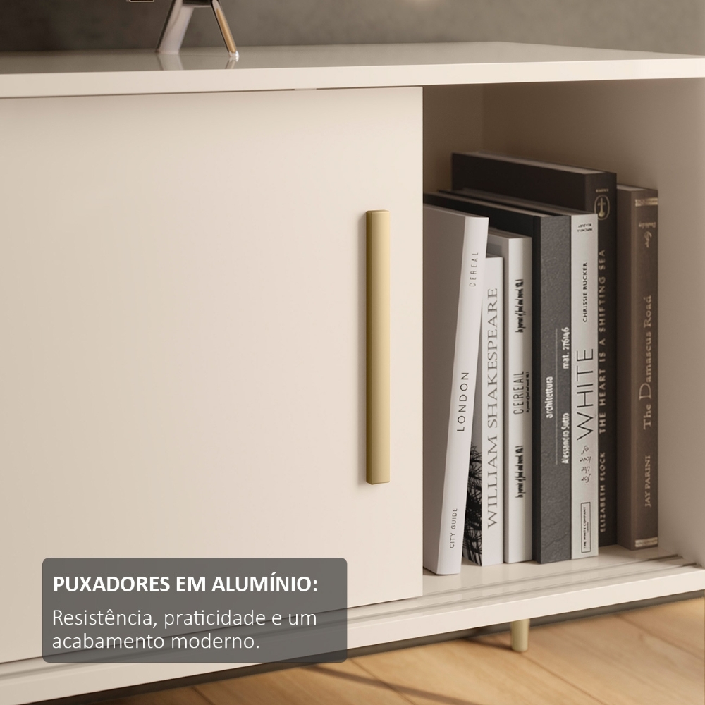 Painel TV 75 Pol 238cm André e Rack Sala Sammy Cinamomo/Off Z10 - Mpozenato