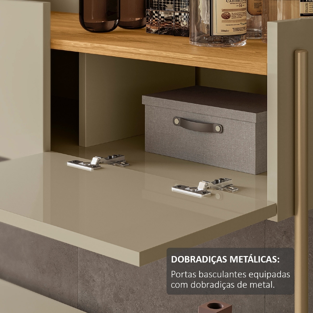 Aparador Sala Bally e Mesa de Centro Pé Metal Ninna Cumaru/Opala Z10 - Mpozenato