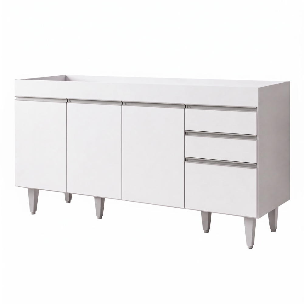 Balcão Gabinete para pia sem Tampo 150cm Marrocos Branco - Lumil