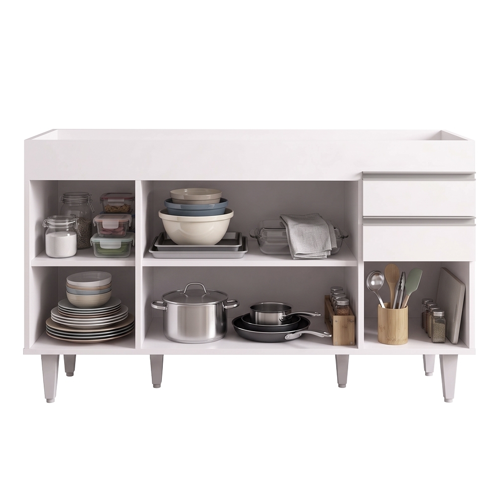 Balcão Gabinete para pia sem Tampo 150cm Marrocos Branco - Lumil