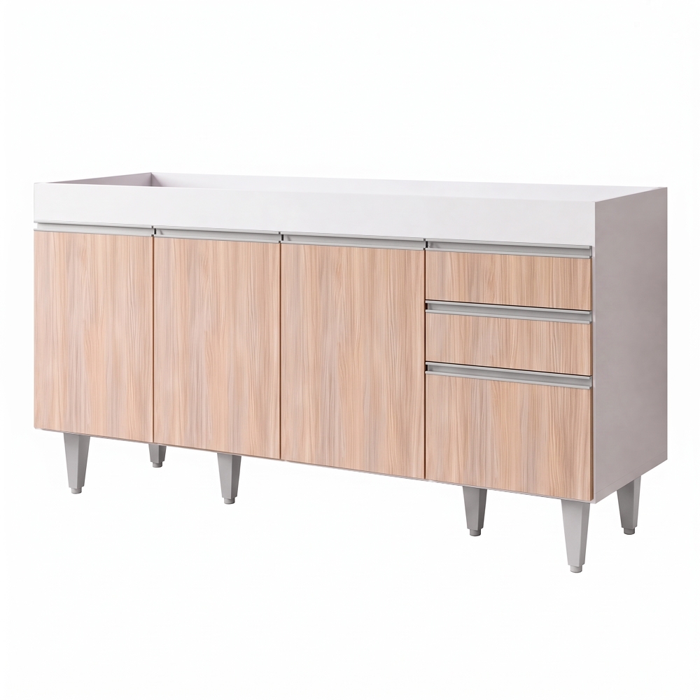 Balcão Gabinete para pia sem Tampo 150cm Marrocos Branco/Castanho  - Lumil