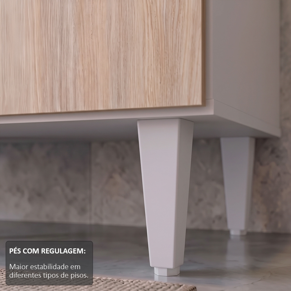 Balcão Gabinete para pia sem Tampo 150cm Marrocos Branco/Castanho  - Lumil