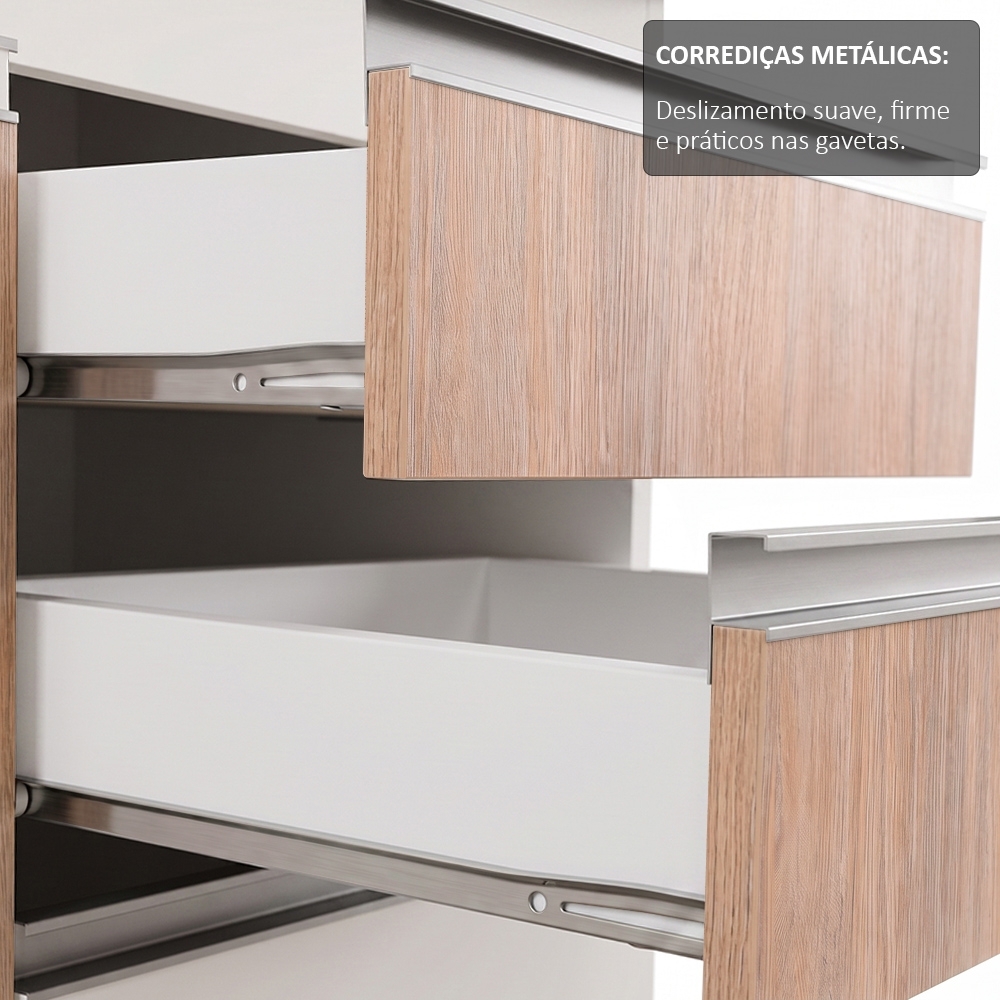 Balcão Gabinete para pia sem Tampo 150cm Marrocos Branco/Castanho  - Lumil