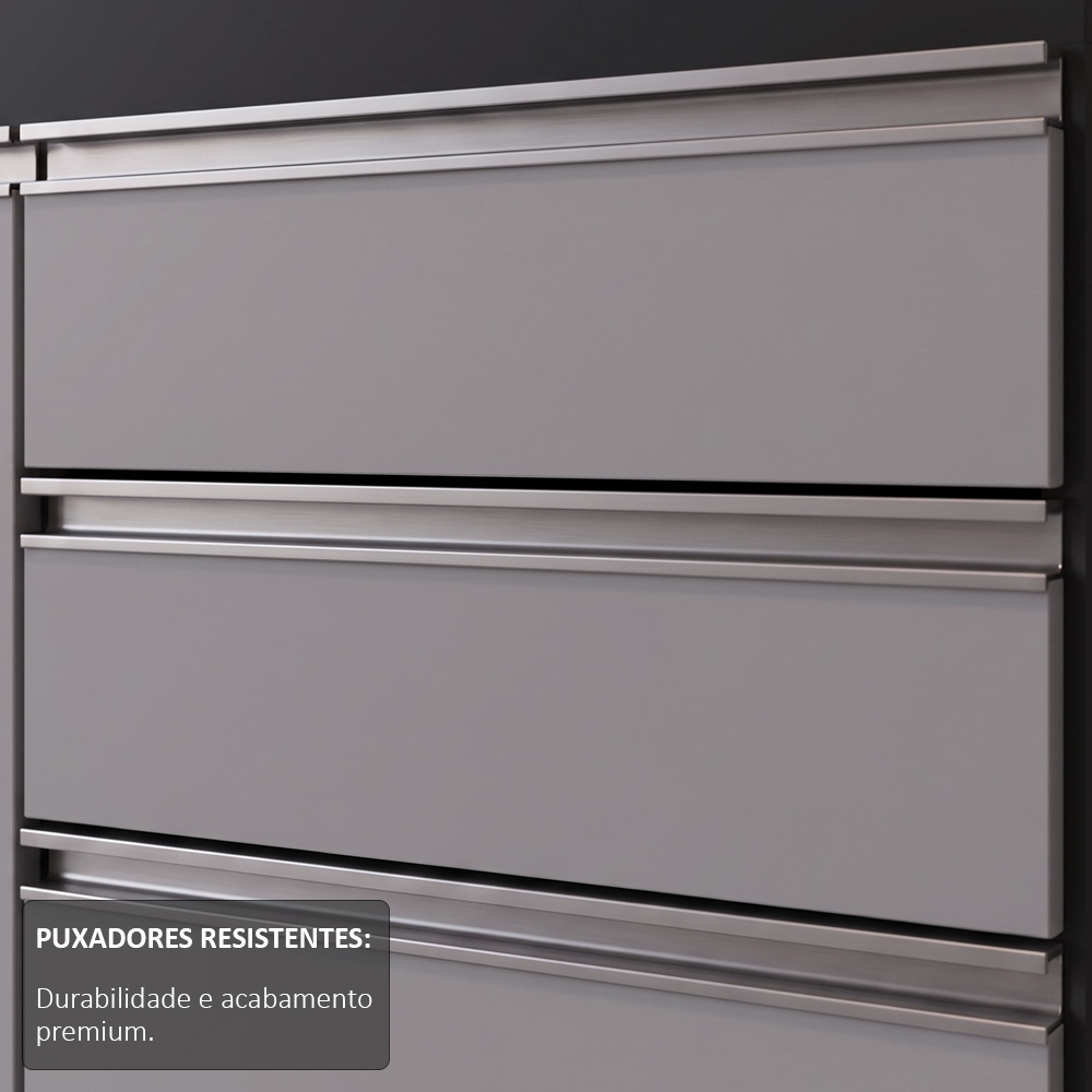 Balcão Gabinete para pia sem Tampo 150cm Marrocos Preto/Cinza - Lumil