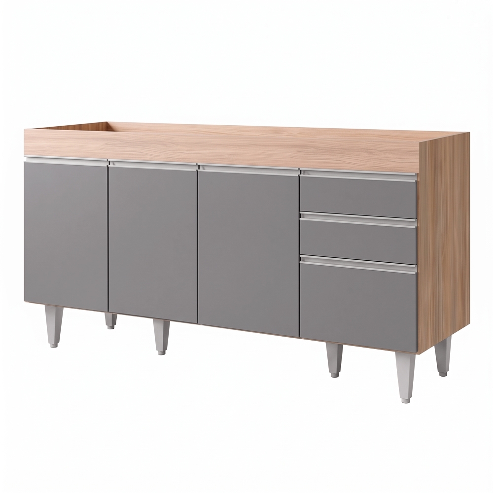 Balcão Gabinete para pia sem Tampo 150cm Marrocos Castanho/Cinza - Lumil