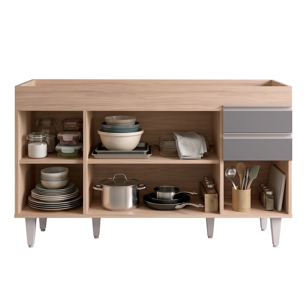 Balcão Gabinete para pia sem Tampo 150cm Marrocos Castanho/Cinza - Lumil