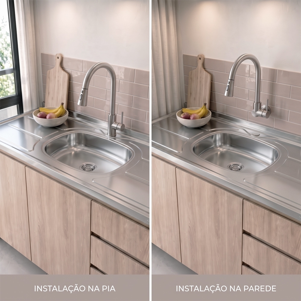 Pia de Cozinha com Cuba e Válvula Bali 120cm Aço Inox - Ghel Plus