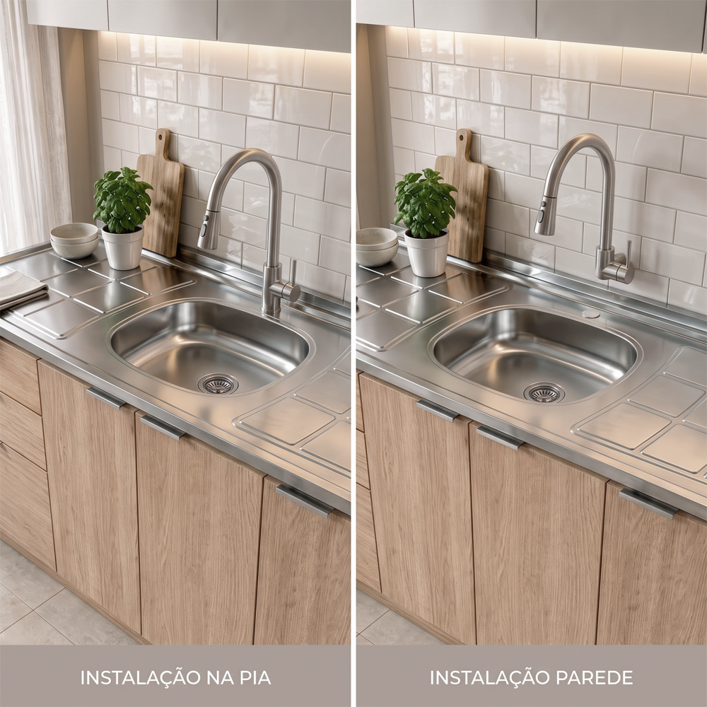 Pia de Cozinha com Cuba e Válvula Bali 150cm Aço Inox - Ghel Plus