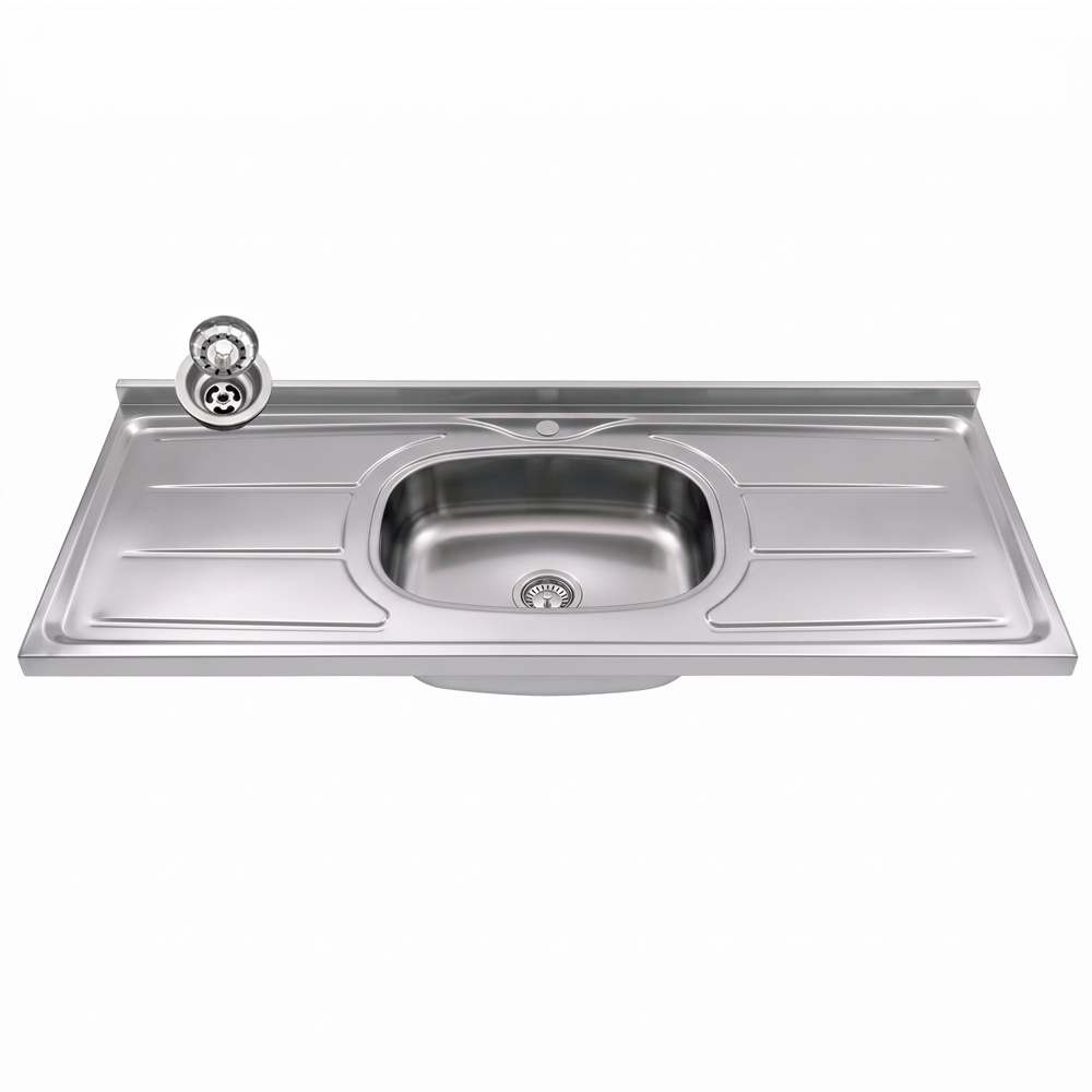 Pia de Cozinha com Cuba e Válvula Bali 150cm Aço Inox - Ghel Plus