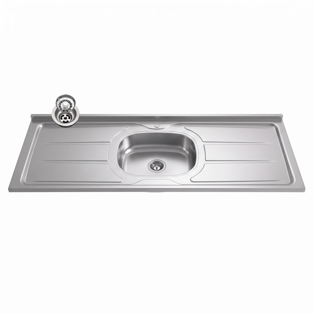 Pia de Cozinha com Cuba e Válvula Bali 160cm Aço Inox - Ghel Plus