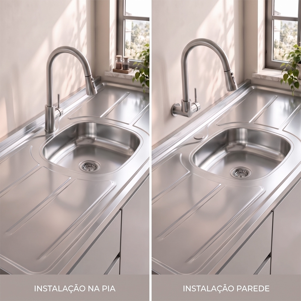 Pia de Cozinha com Cuba e Válvula Bali 160cm Aço Inox - Ghel Plus