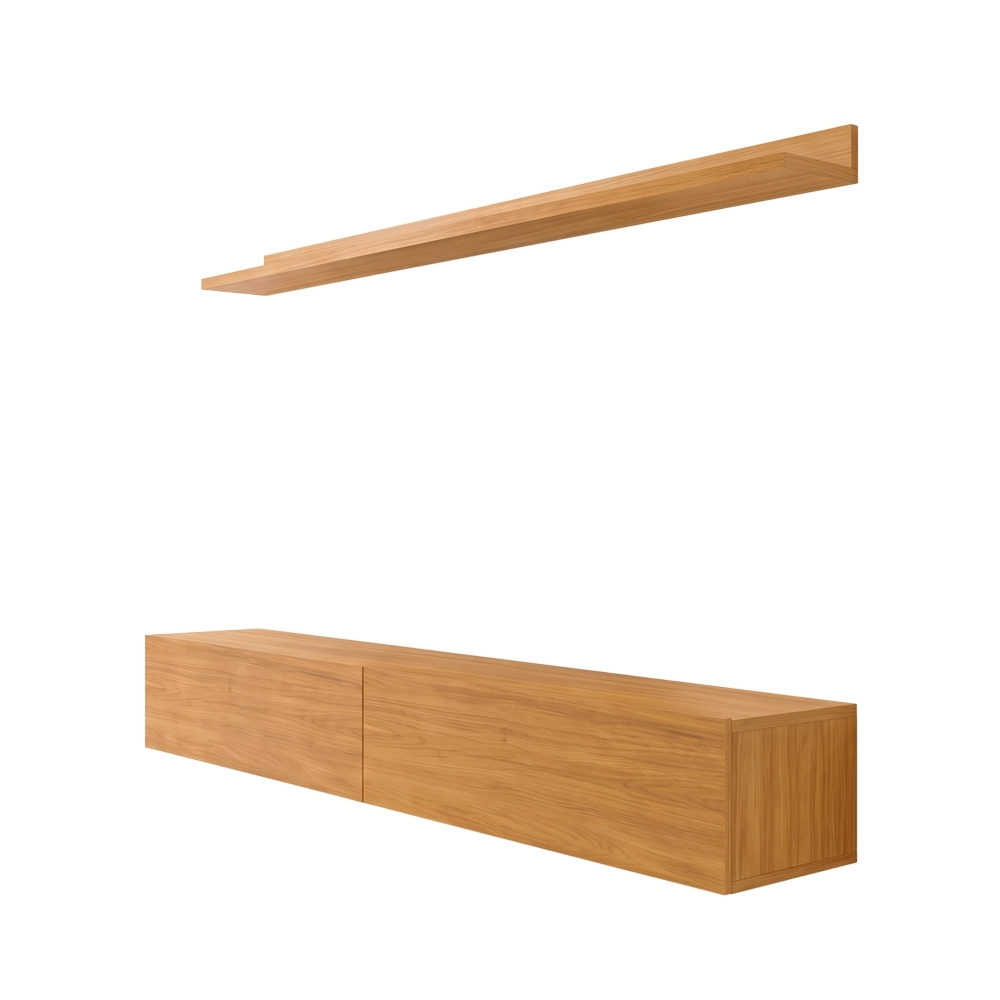 Bancada Suspensa e Prateleira 197cm Slat Z49 Cinamomo - Mpozenato
