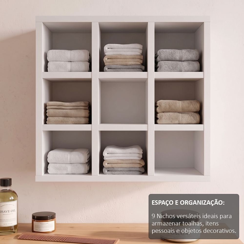 Nicho Decorativo Porta Toalha Barbearia Branco  - AJL Móveis