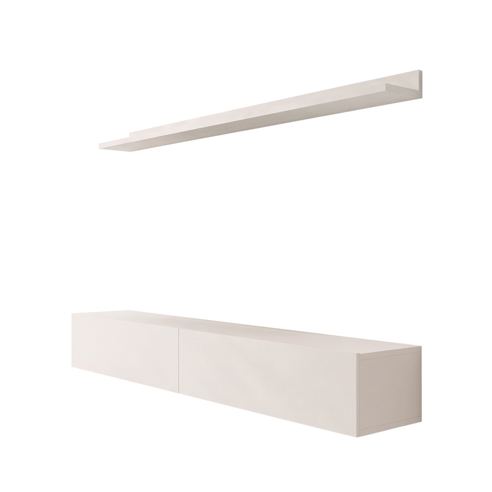 Bancada Suspensa e Prateleira 197cm Slat Z49 Off White - Mpozenato