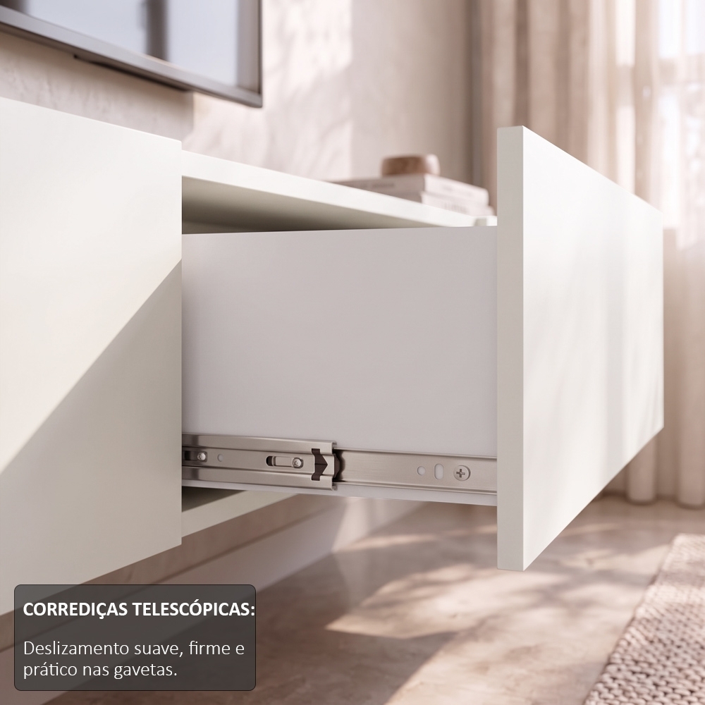 Bancada Suspensa e Prateleira 197cm Slat Z49 Off White - Mpozenato