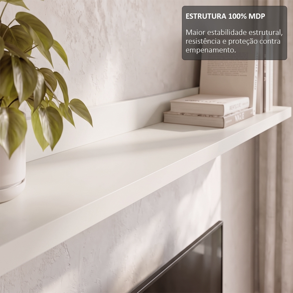 Bancada Suspensa e Prateleira 197cm Slat Z49 Off White - Mpozenato