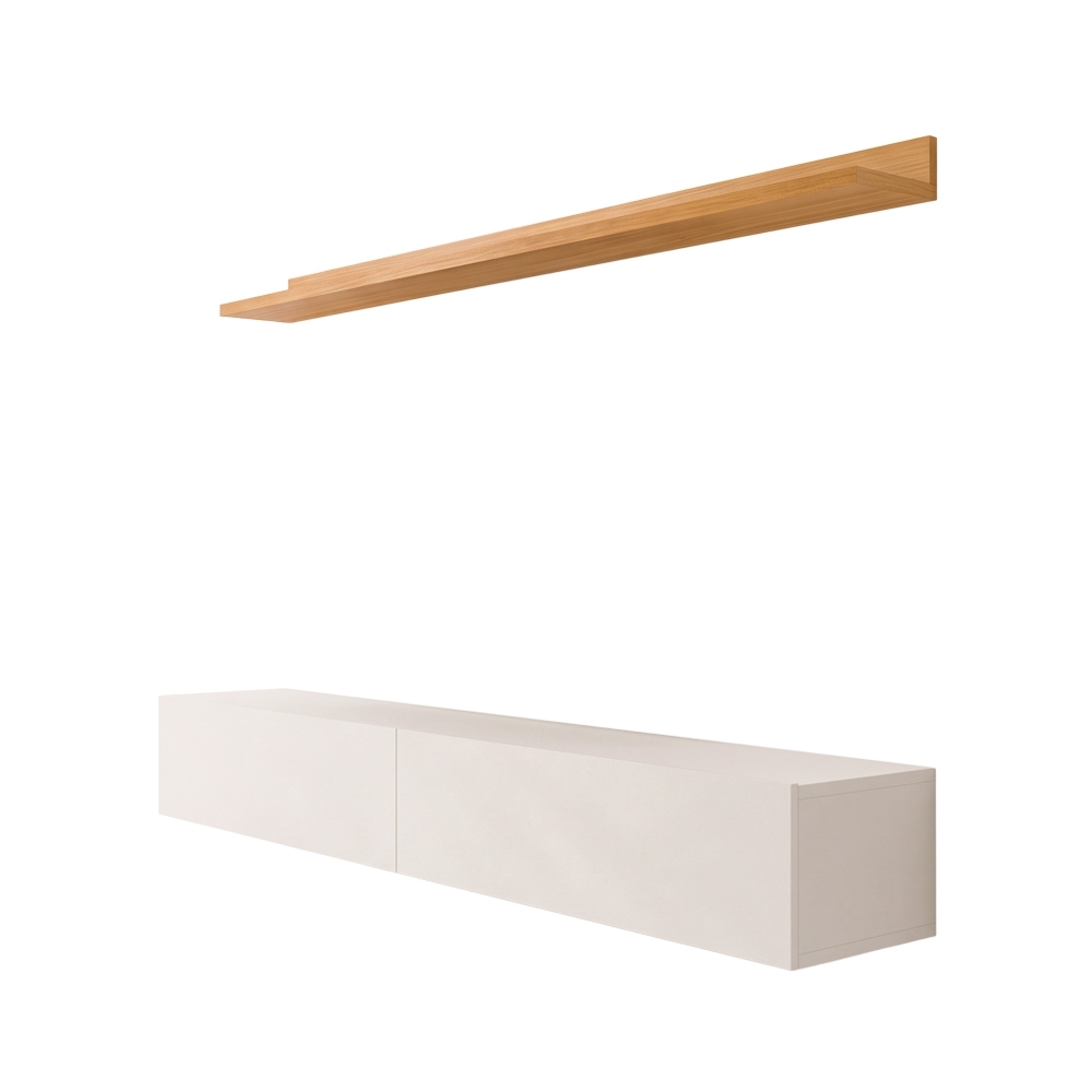 Bancada Suspensa e Prateleira 197cm Slat Z49 Cinamomo/Off - Mpozenato