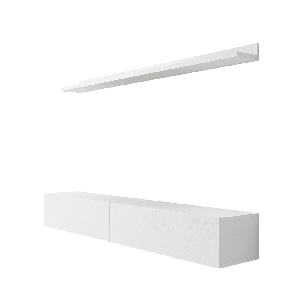 Bancada Suspensa e Prateleira 197cm Slat Z49 Branco - Mpozenato