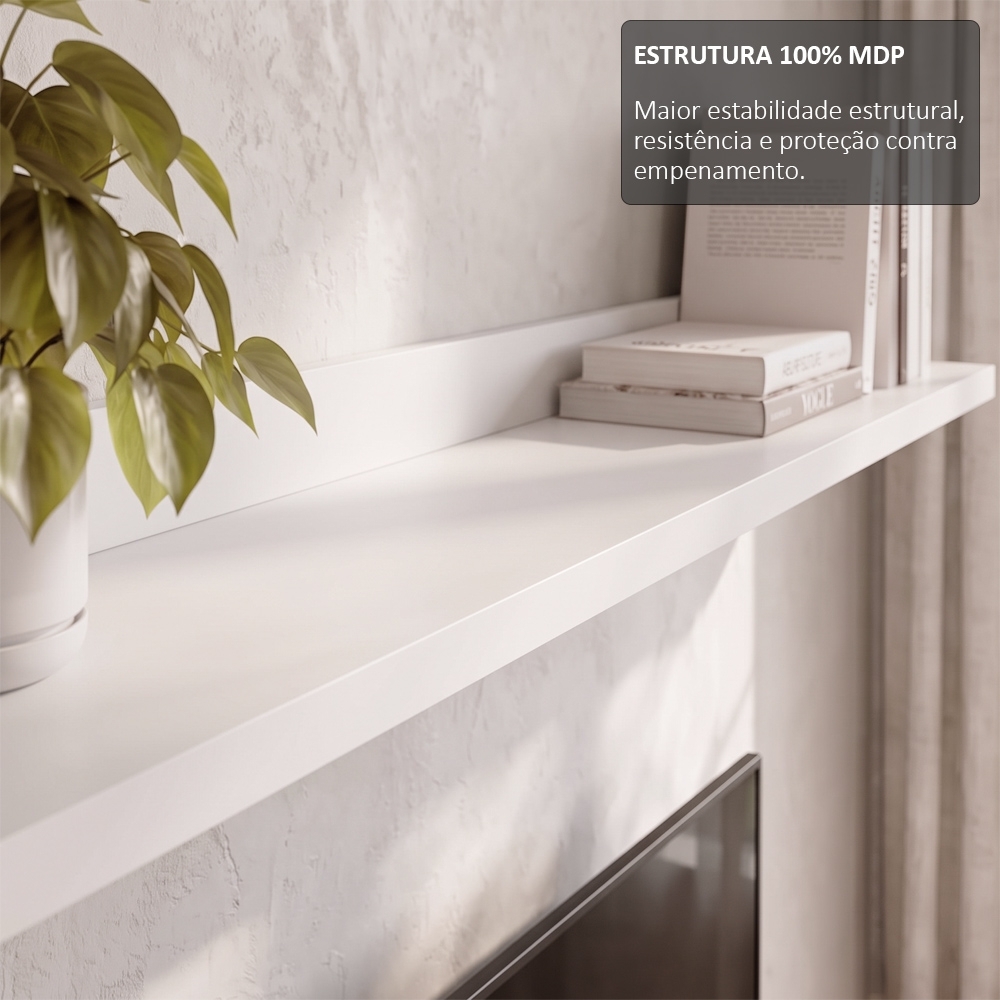 Bancada Suspensa e Prateleira 197cm Slat Z49 Branco - Mpozenato